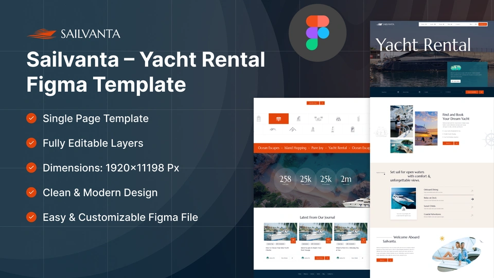 Sailvanta - Yacht Rental & Sailing Charter Figma Template