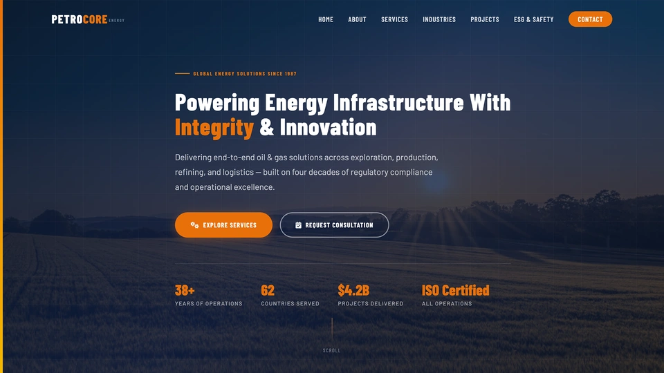 PetroCore - Oil and Gas Energy Company Industrial HTML Template