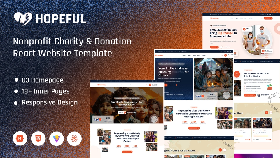 Hopeful - React Multipage Nonprofit Charity & Donation Template