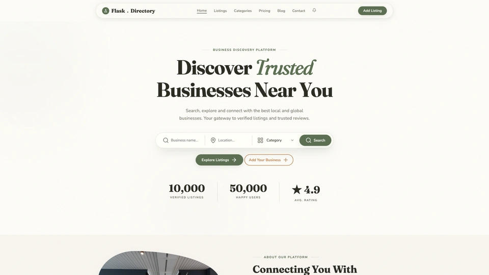 FlaskDirectory - Organic Business Directory and Listing HTML Template