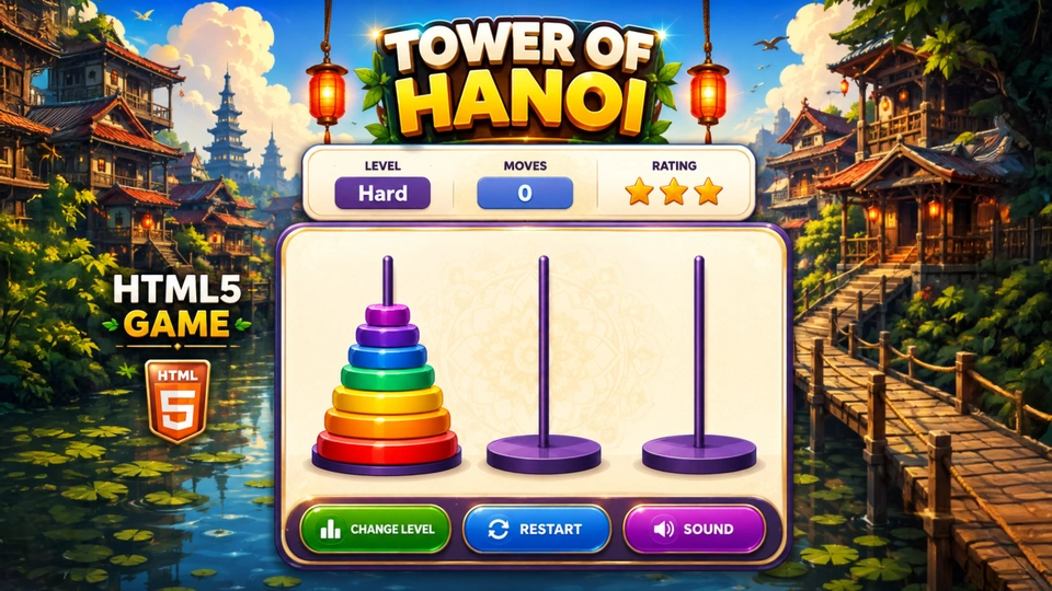 Tower of Hanoi - Responsive HTML5 Puzzle Game