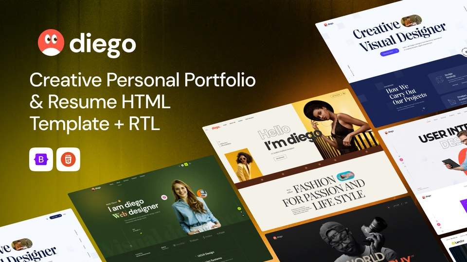 Diego - Creative Personal Portfolio & Resume HTML Template