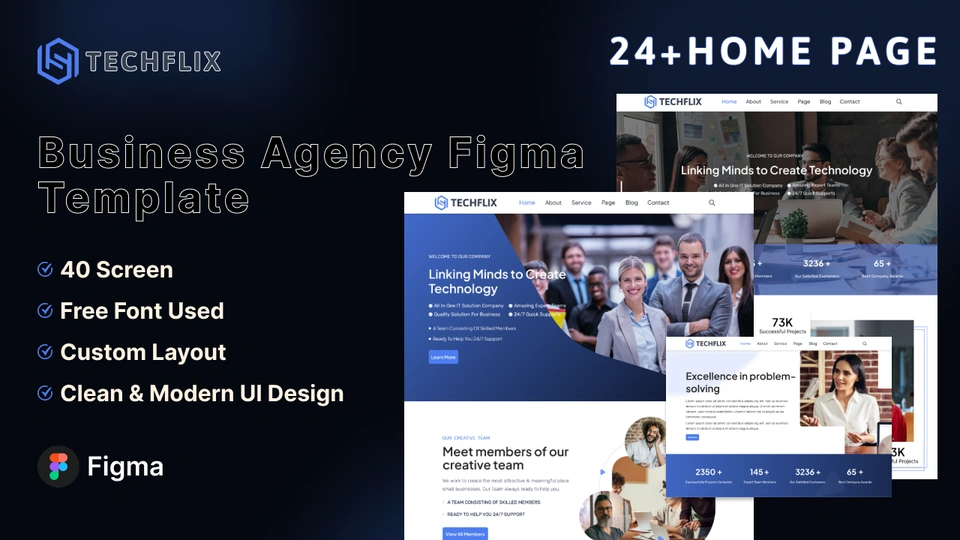 TechFlix - Figma Template for Businesses and Startups UI Kit