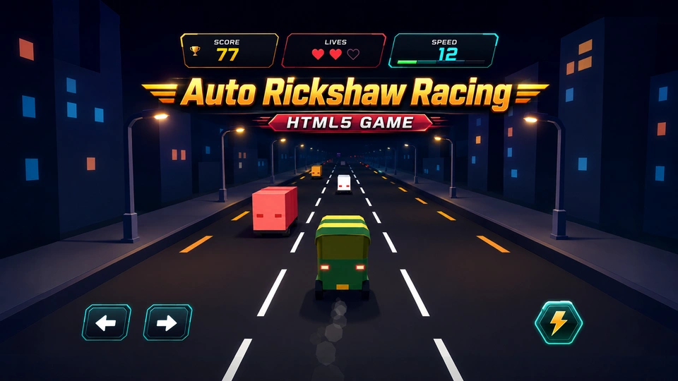 Auto Rickshaw Racing - Racing Web and Mobile HTML5 Game