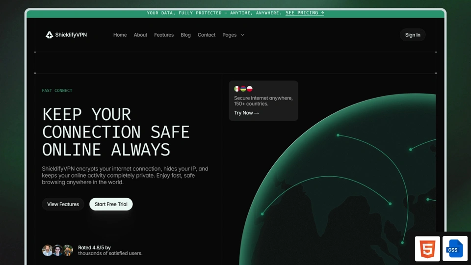 ShieldifyVPN - VPN, Privacy & Security Ecommerce HTML Template