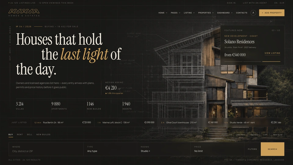 Avava Estates - HTML Real Estate Website Template