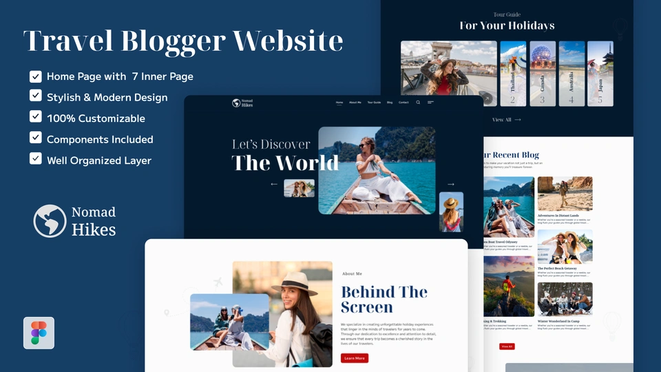 Nomad Hikes - Modern Figma Template for Travel and Adventure Websites