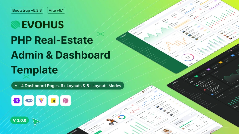 Evohus - PHP Real-Estate Admin & Dashboard Template