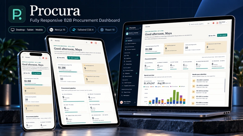 Procura - Next.js B2B Procurement & Supplier Management Template