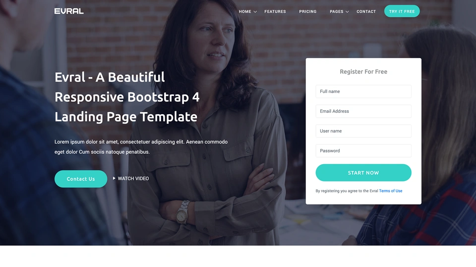Evral - Responsive Landing Page Template