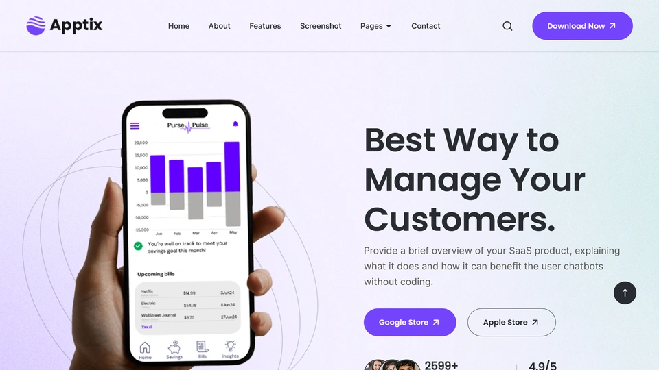 Apptix - App Landing Page HTML Template