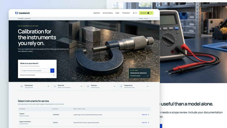 Tracebench - Instrument Calibration Laboratory HTML Website Template