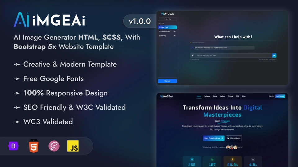 ImgeAI - AI Image Generator Landing Website HTML Template