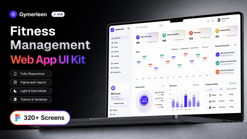 Gymerleen - Fitness Management Web App UI Kit