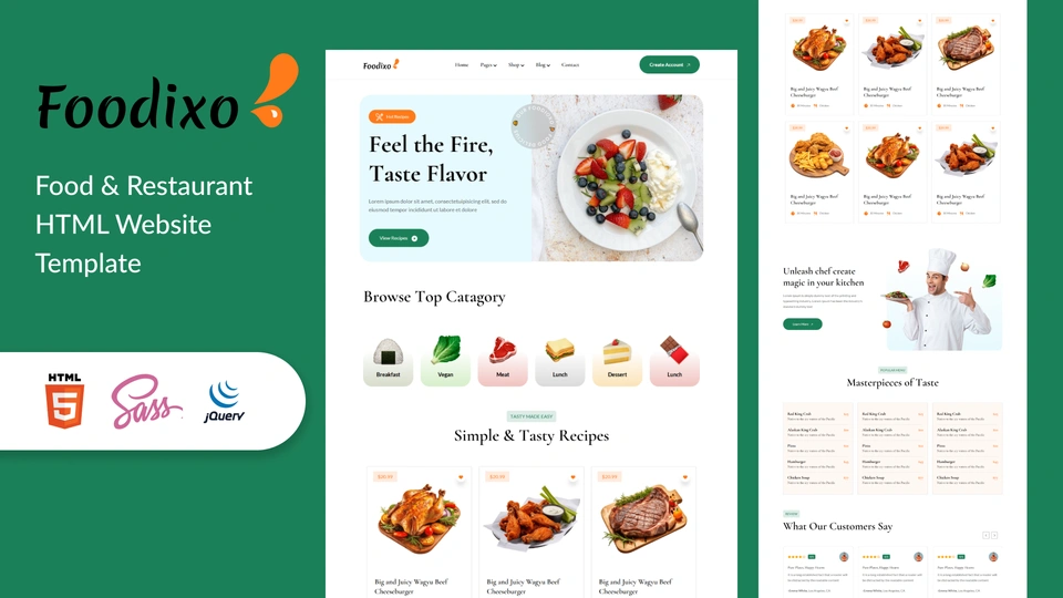 Foodixo - Food & Restaurant HTML Website Template