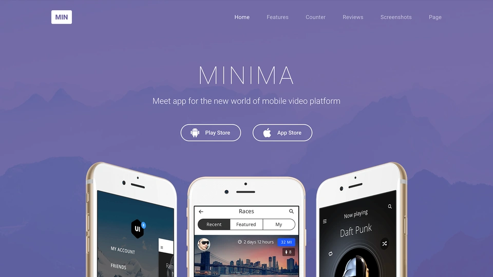 Minima - Simple App Showcase Landing Page