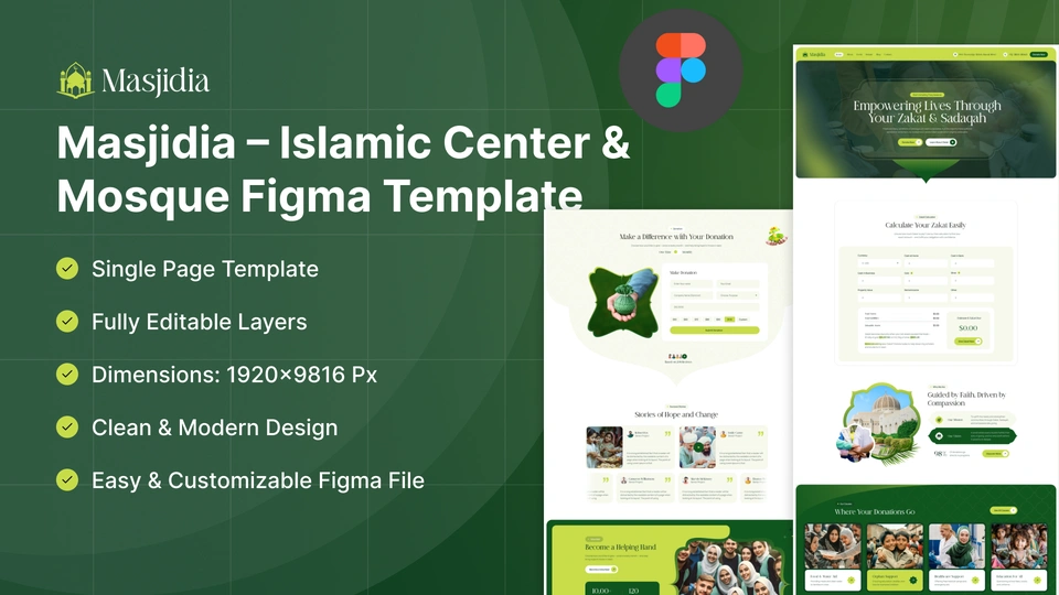Masjidia - Islamic Center & Mosque Community Figma Template