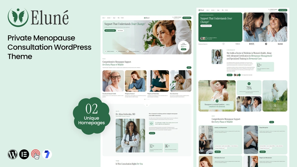 Elune - Private Menopause Consultation & Midlife Wellness WordPress Theme
