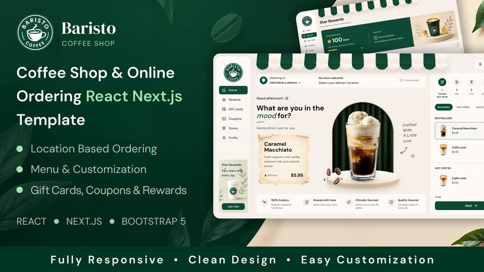 Baristo - Coffee Shop & Online Ordering React Next.js Template