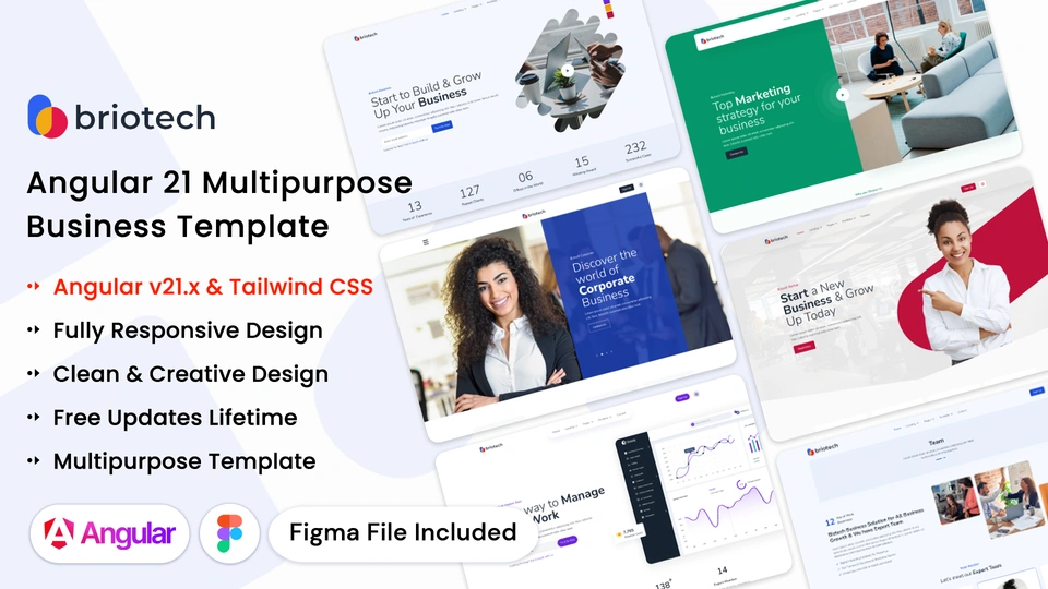 BrioTech - Angular 21 Multipurpose Business Website Template