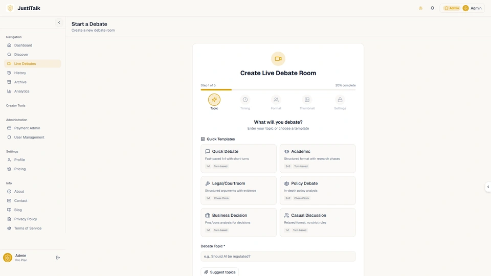 JustiTalk - The Ultimate AI-Powered Debate & Discussion Platform