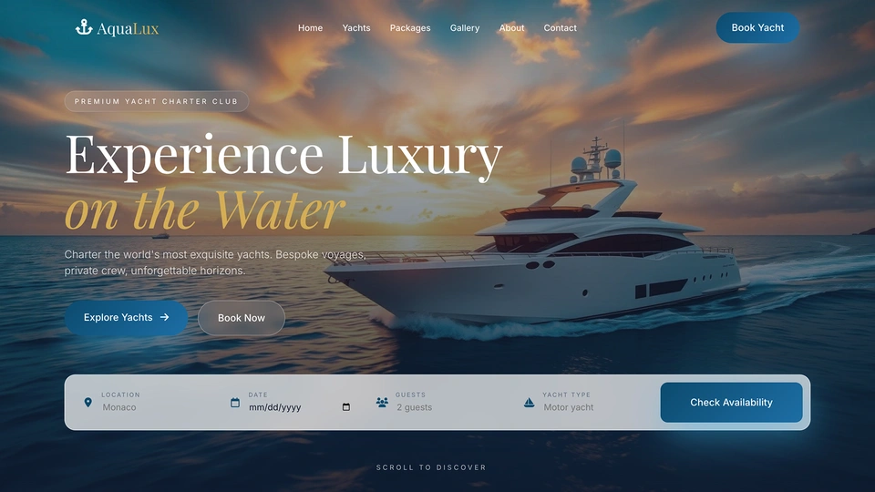 AquaLux - Premium Yacht Booking and Boat Rental HTML Template