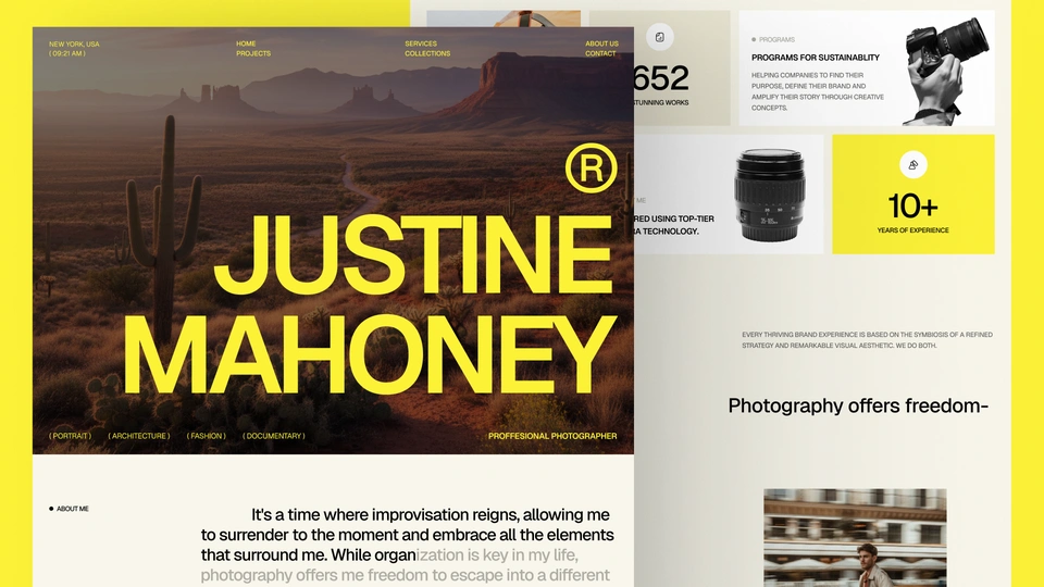Justine - Photography & Photographer Framer and Figma Agency Template