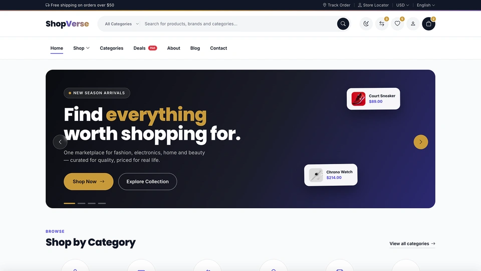 ShopVerse - Responsive Multipurpose eCommerce HTML Template
