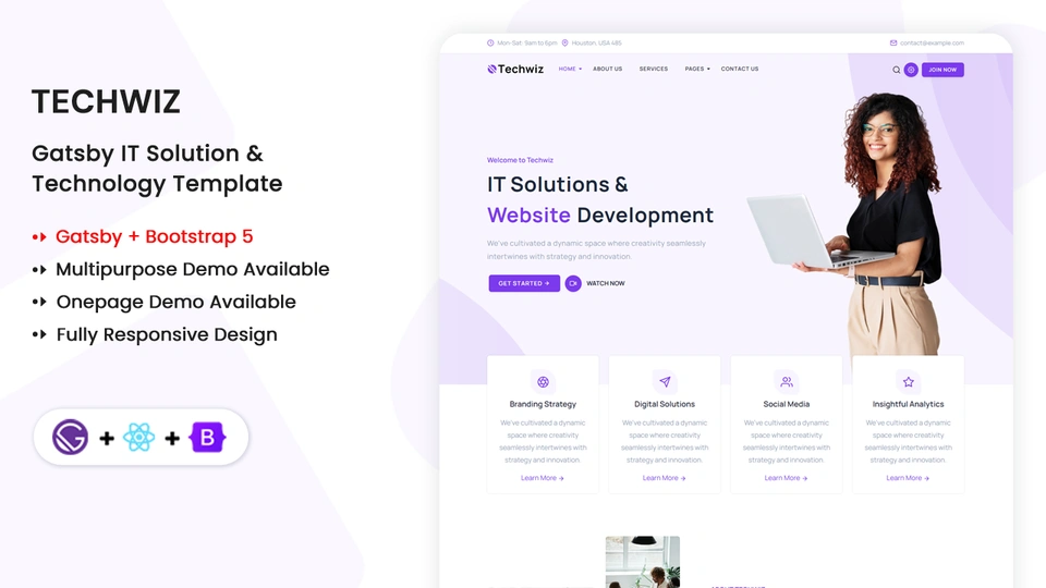 Techwiz - Gatsby Multipurpose IT Solution & Technology Landing Template