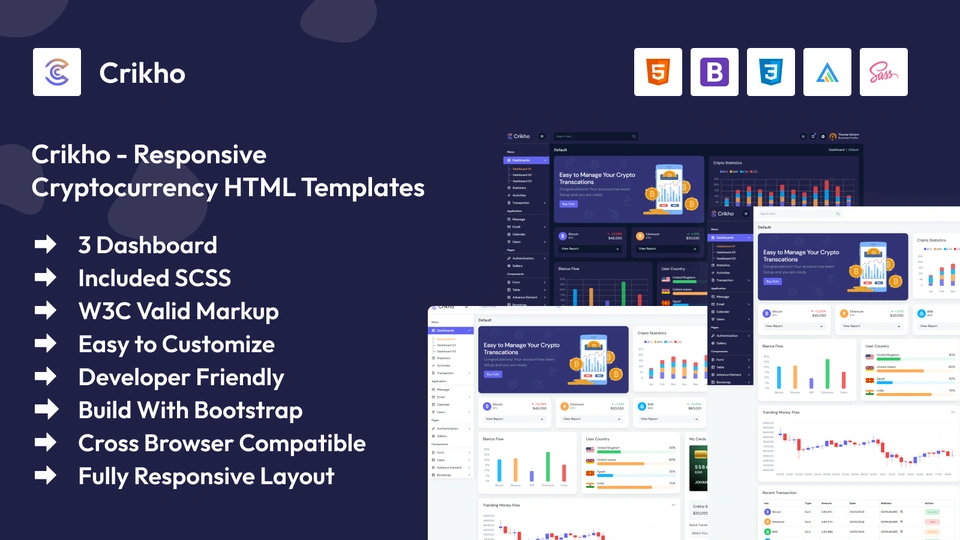 Crikho - Cryptocurrency Admin Dashboard HTML Template