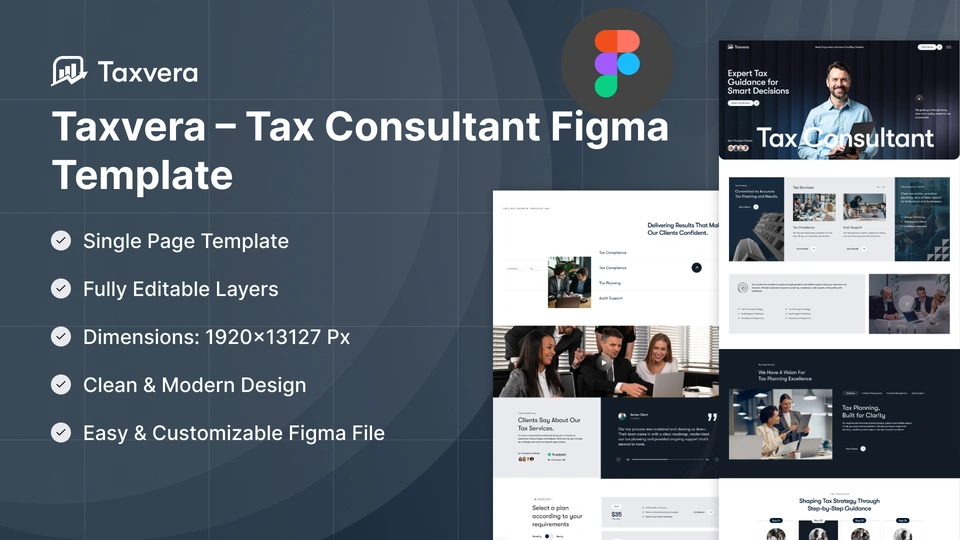 Taxvera - Tax Consultant & Accounting Figma Template