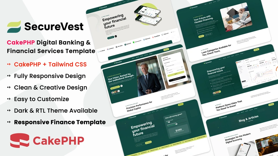 SecureVest - CakePHP Digital Banking & Financial Services Template