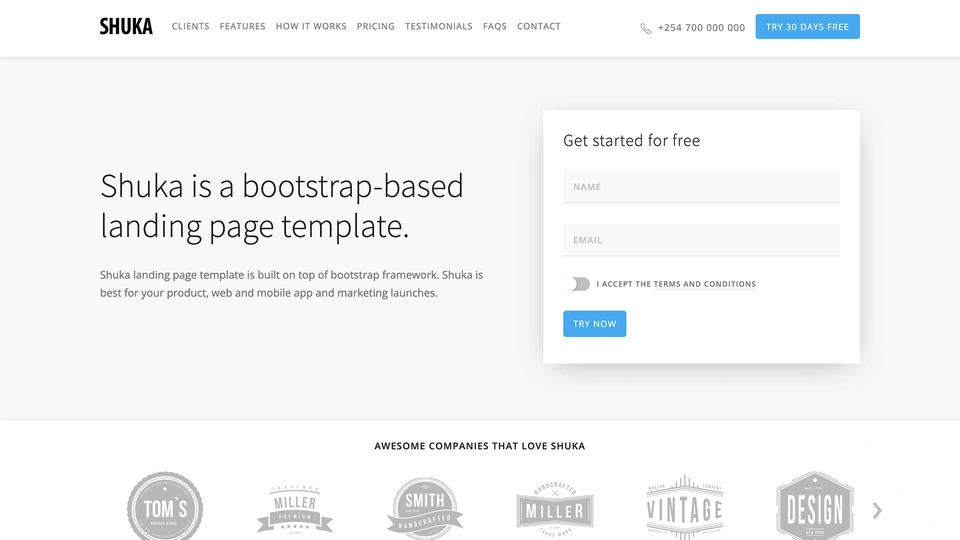 Shuka - Multipurpose Landing Page Template