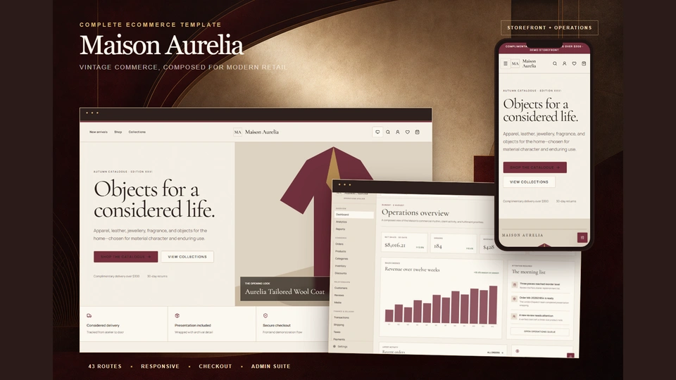 Maison Aurelia - Vintage Next.js eCommerce Platform Template