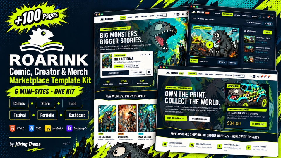 ROARINK - Comic Creator and Merch Marketplace HTML Template