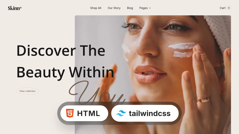 Skinn - Beauty & Cosmetics Ecommerce Tailwind CSS 4 Template