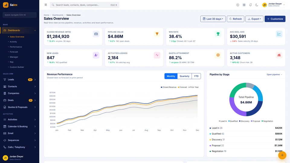 Salex - Premium CRM & Sales Admin Dashboard Template