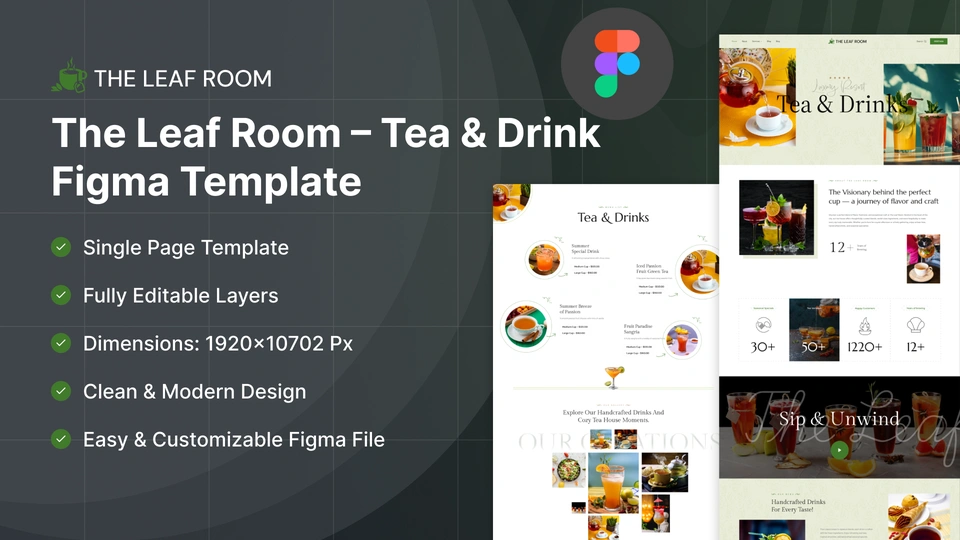 The Leaf Room - Tea House & Drink Cafe Figma Template
