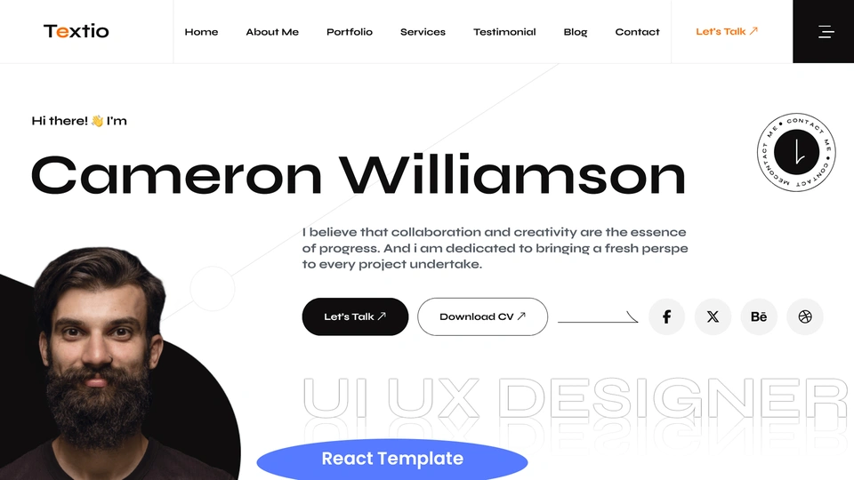 Textio - Personal Portfolio React Template