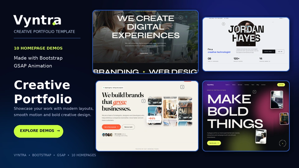 Vyntra - Animated Multi-Home HTML Template for Studios, Agencies & Portfolios