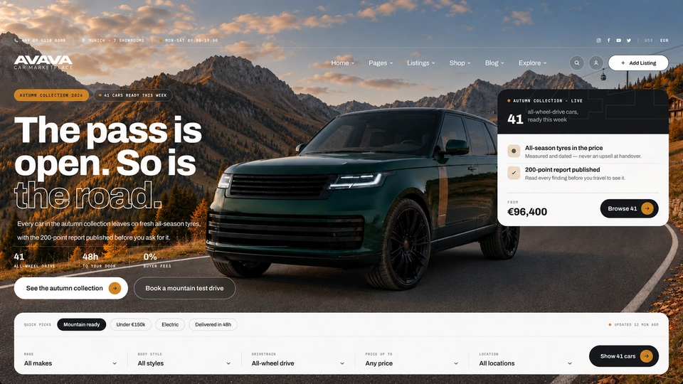Avava Cars - HTML Car Marketplace Website Template