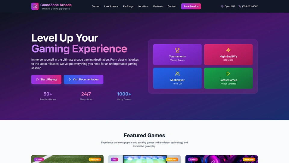 GameZone Arcade - Arcade Platform with Live Streams, Booking and Esport Events