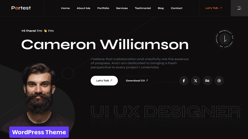 Pertest - One Page Personal Portfolio WordPress Theme