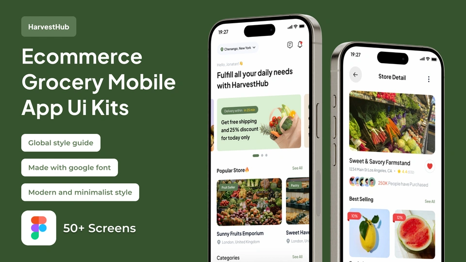 HarvestHub - Ecommerce Grocery Premium UI Kits App