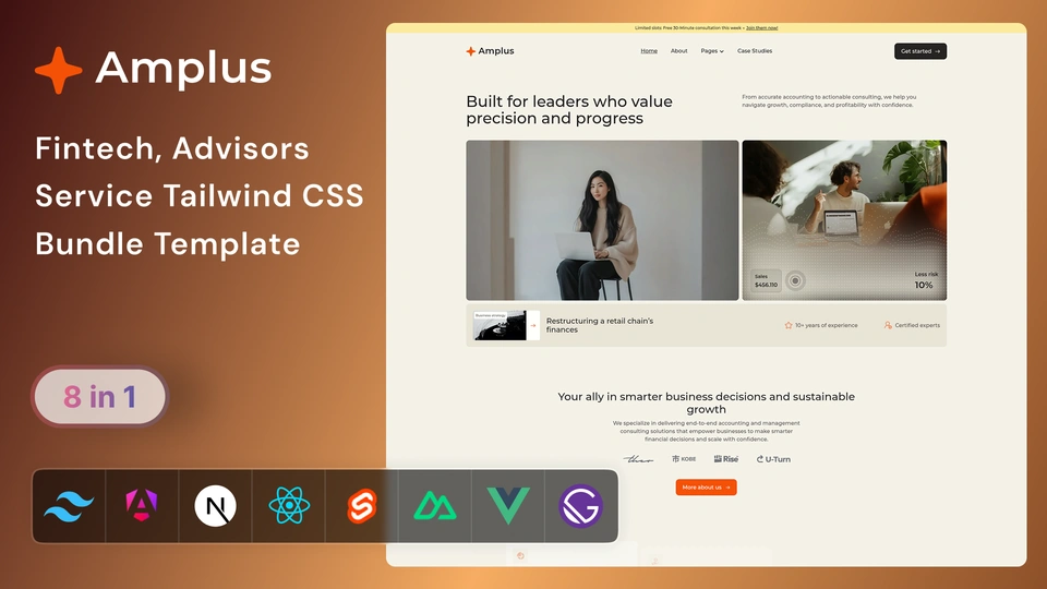 Amplus - Finance, Advisors & Fintech Service Tailwind CSS Template Bundle