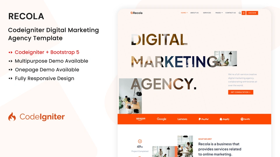 Recola - CodeIgniter Multipurpose Digital Marketing Agency Template