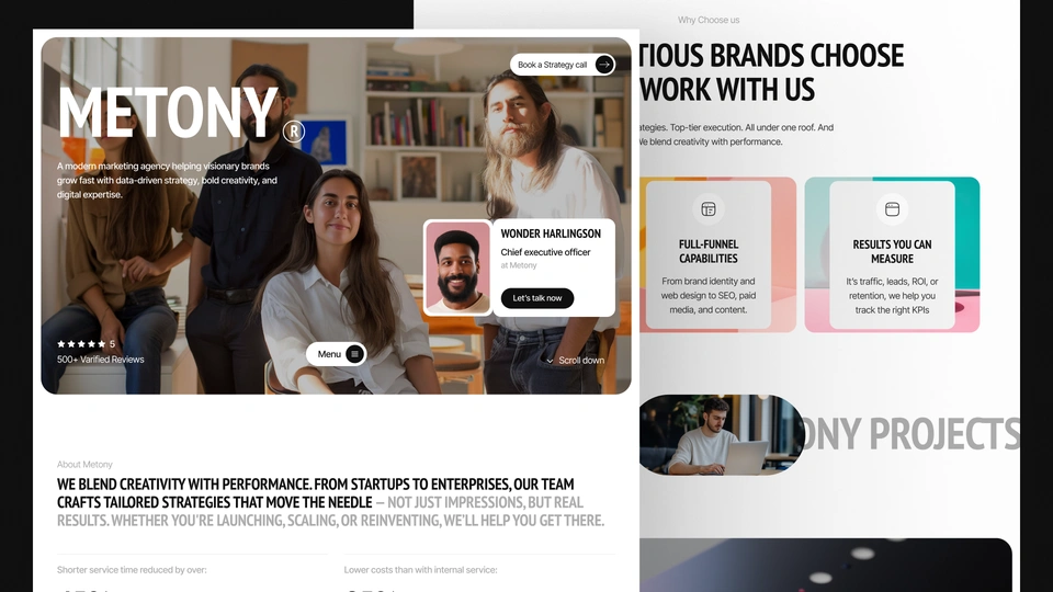Metony - Creative Agency & Marketing Agency Framer and Figma Template