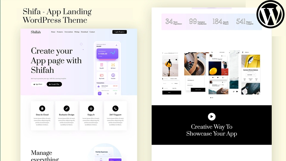 Shifah - App Landing Page WordPress Theme