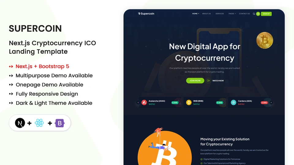 Supercoin - Next.js Multipurpose Cryptocurrency ICO Template