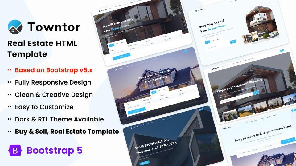 Towntor - Real Estate Bootstrap 5 Landing Template